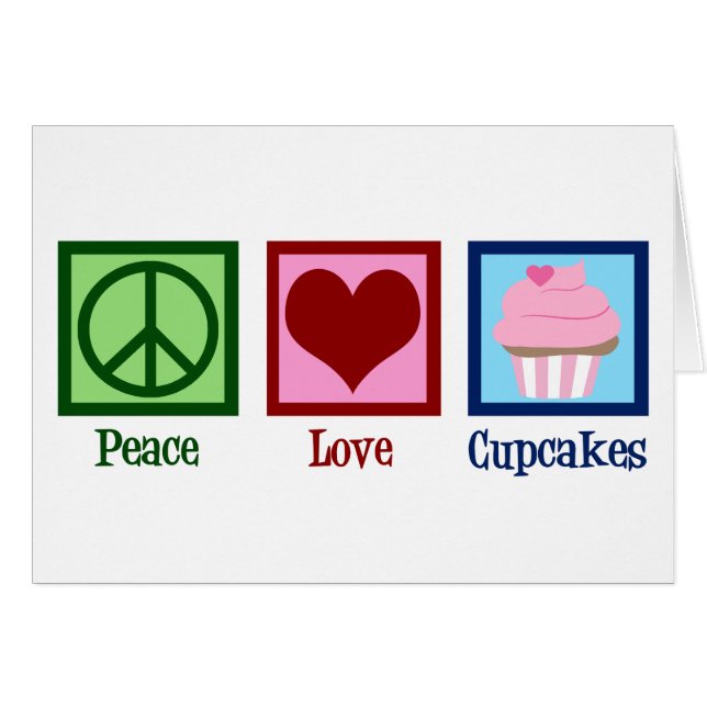 Peace Liebe Cupcakes Niedlich Cupcake Card (Vorderseite (Horizontal))