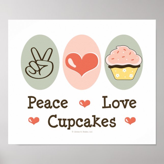 Peace Liebe Cupcakes Poster (Vorne)