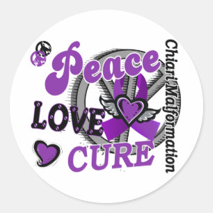 Peace Liebe Cure 2 Chiari Malformation Runder Aufkleber
