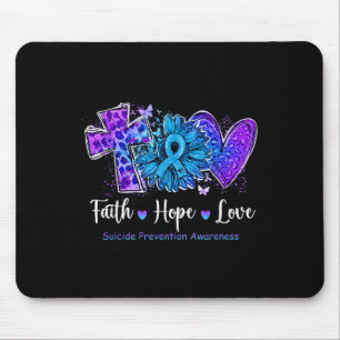 Peace Liebe Cure Aquamarin & amp; Lila Sonnenblume Mousepad