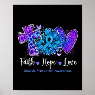 Peace Liebe Cure Aquamarin & amp; Lila Sonnenblume Poster