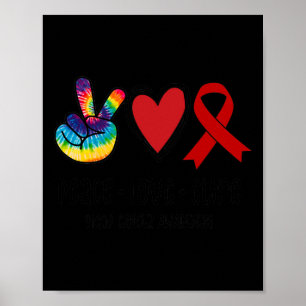 Peace Liebe Cure Blood Cancer Awareness Support Sq Poster