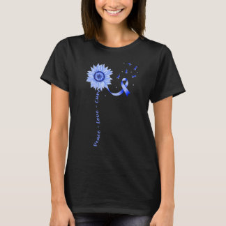 Peace Liebe Cure Blue Ribbon Sonnenblume Typ 1 Dia T-Shirt