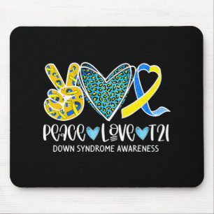 Peace Liebe Cure Blue & Yellow Ribbon Down Syndrom Mousepad