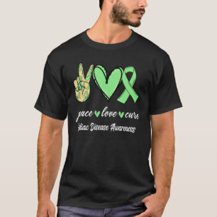 Peace Liebe Cure Celiac Disease Light Green Ribbon T-Shirt