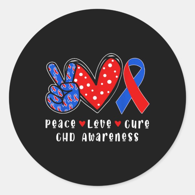 Peace Liebe Cure Chd Congenital Heart Defect Aware Runder Aufkleber (Vorderseite)