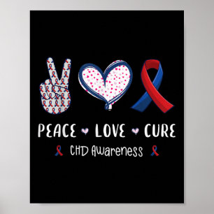 Peace Liebe Cure Chd Heart Disease Awareness Men W Poster