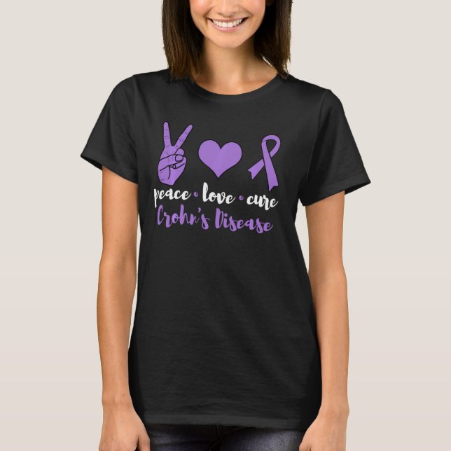Peace Liebe Cure Crohns Disease Awareness Family W T-Shirt (Vorderseite)