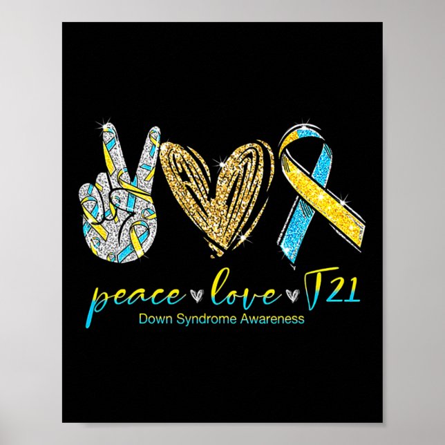 Peace Liebe Cure Down Syndrome Awareness Poster (Vorne)