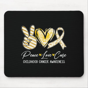 Peace Liebe Cure Gold Ribbon Kinderkrebs Aware Mousepad