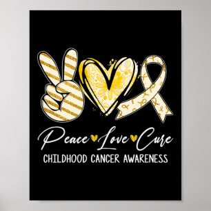 Peace Liebe Cure Gold Ribbon Kinderkrebs Aware Poster