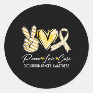 Peace Liebe Cure Gold Ribbon Kinderkrebs Aware Runder Aufkleber