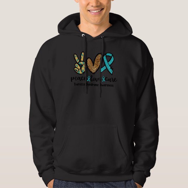 Peace Liebe Cure Leopard Heart Tourette Syndrom Aw Hoodie (Vorderseite)