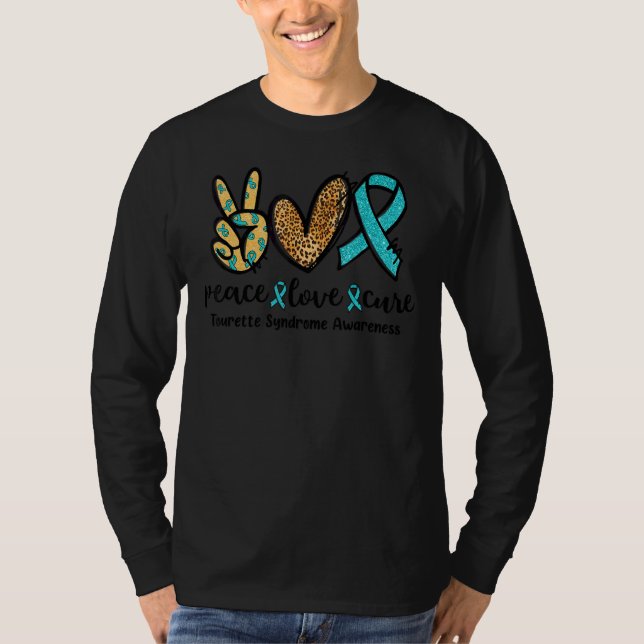 Peace Liebe Cure Leopard Heart Tourette Syndrom Aw T-Shirt (Vorderseite)