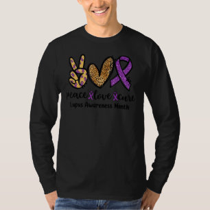 Peace Liebe Cure Leopard Herz Lupus Sensibilisieru T-Shirt