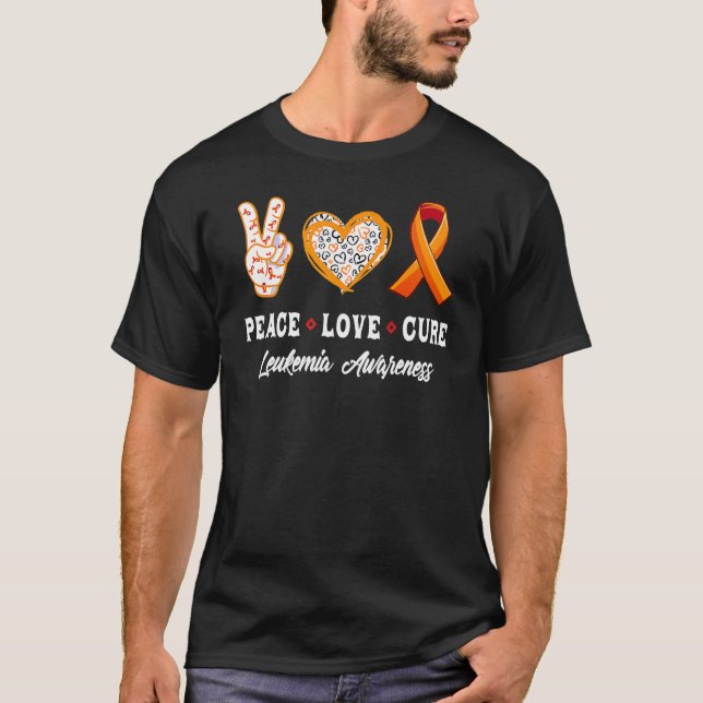 Peace Liebe Cure Leukemia Awareness Counter T-Shirt (Vorderseite)
