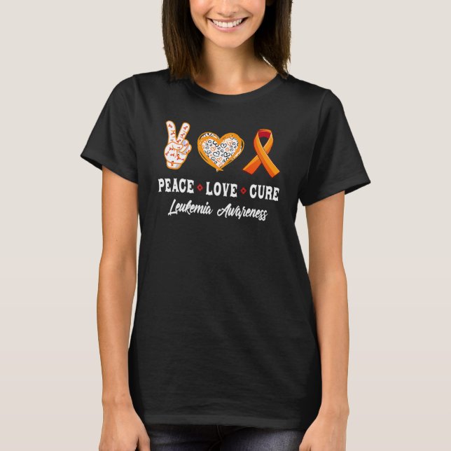 Peace Liebe Cure Leukemia Awareness Counter T-Shirt (Vorderseite)