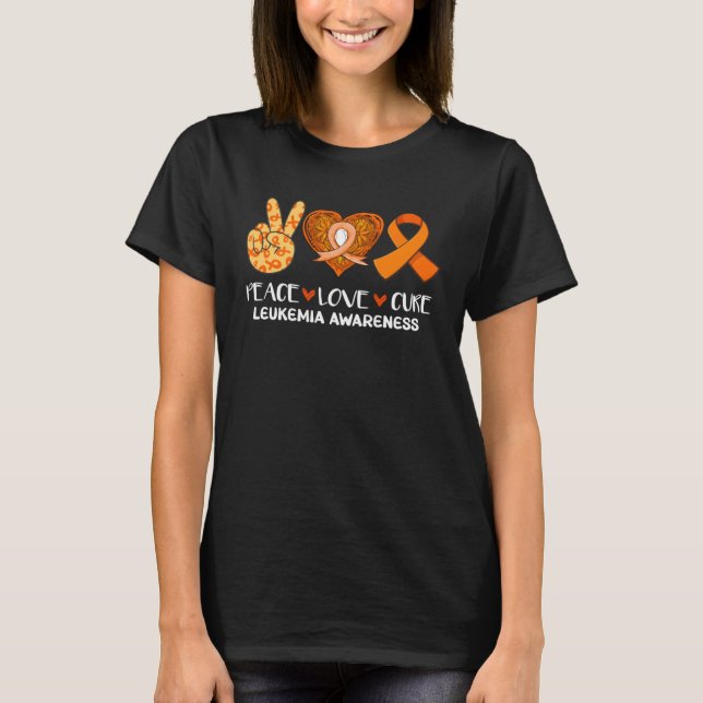 Peace Liebe Cure Leukemia Awareness Orange Ribbon  T-Shirt (Vorderseite)