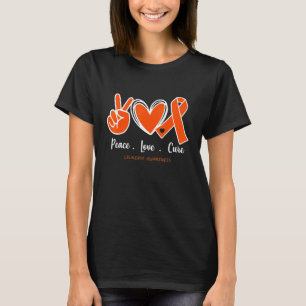 Peace Liebe Cure Leukemia Awareness Orange Ribbon  T-Shirt