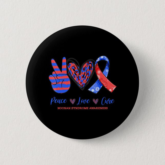 Peace Liebe Cure Noonan Syndrome Awareness Button (Vorderseite)