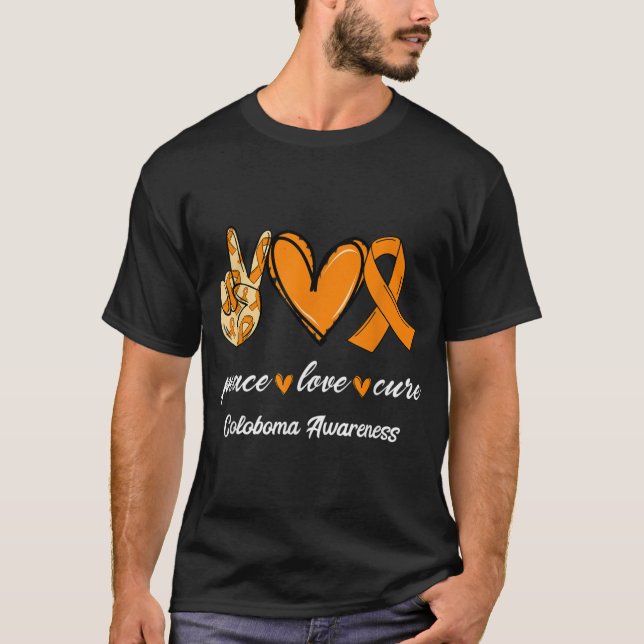 Peace Liebe Cure Orange Ribbon Coloboma Awareness  T-Shirt (Vorderseite)