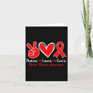 Peace Liebe Cure Red Ribbon Heart Disease Awarenes Karte
