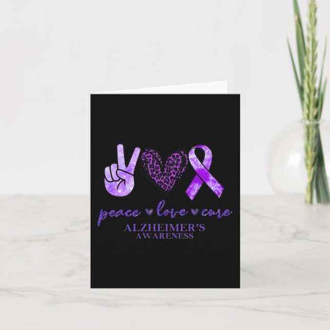 Peace Liebe Cure Ribbon Leopard Alzheimer Brain Aw Karte (Vorderseite)