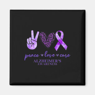 Peace Liebe Cure Ribbon Leopard Alzheimer Brain Aw Magnet