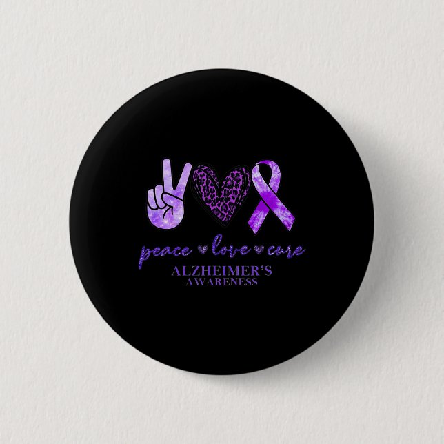 Peace Liebe Cure Ribbon Leopard Heimerheimer Brain Button (Vorderseite)