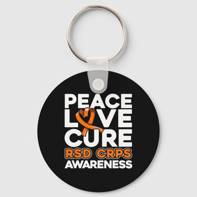 Peace Liebe Cure Rsd Crps Bewusstsein Schlüsselanhänger (Vorderseite)