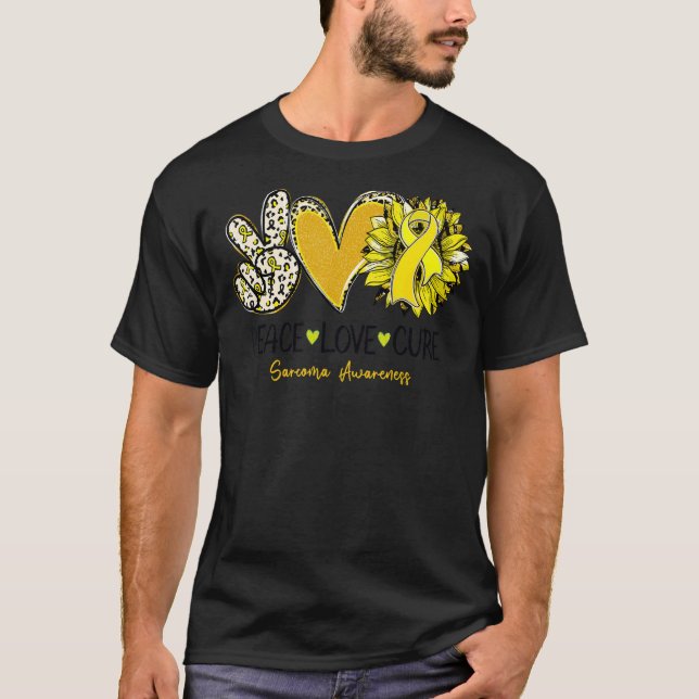Peace Liebe Cure Sonnenblume Leopard Sarcomenes Aw T-Shirt (Vorderseite)