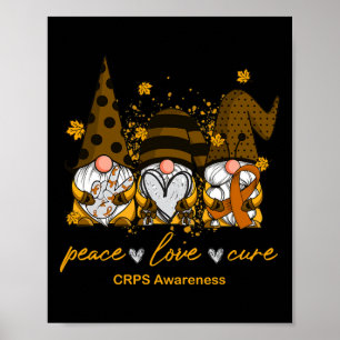 Peace Liebe Cure Three Gnomes Orange Ribbon Crps A Poster