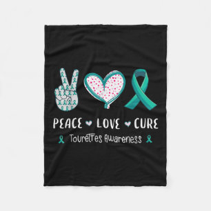 Peace Liebe Cure Tourette Syndrome Awareness Men Fleecedecke