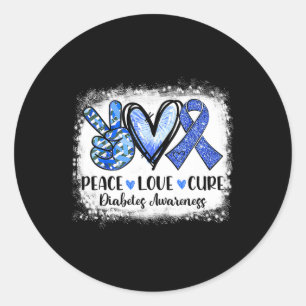 Peace Liebe Cure Typ 1 Diabetes Awareness T1d Blue Runder Aufkleber