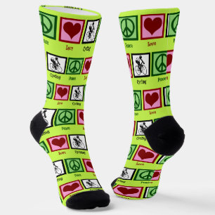 Peace Liebe Cycling Niedlich Neon Yellow Cyclist Socken