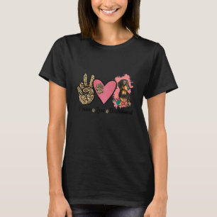 Peace Liebe Dackel Leopard Heart Floral Pet Owne T-Shirt