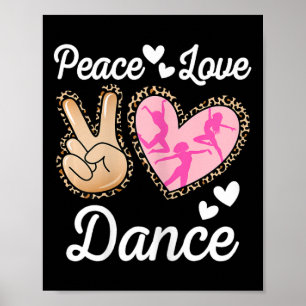 Peace Liebe Dance Leopard Print Women Mama Girls D Poster