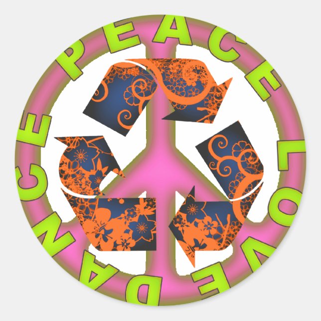 Peace Liebe Dance Runder Aufkleber (Vorderseite)
