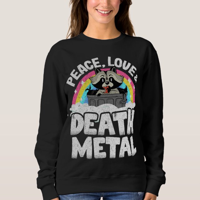 Peace Liebe & Death Metal Raccoon Kids Band Metal  Sweatshirt (Vorderseite)