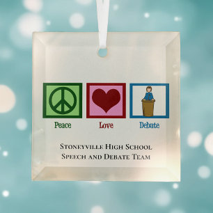 Peace Liebe Debatten Team Custom Christmas Ornament Aus Glas