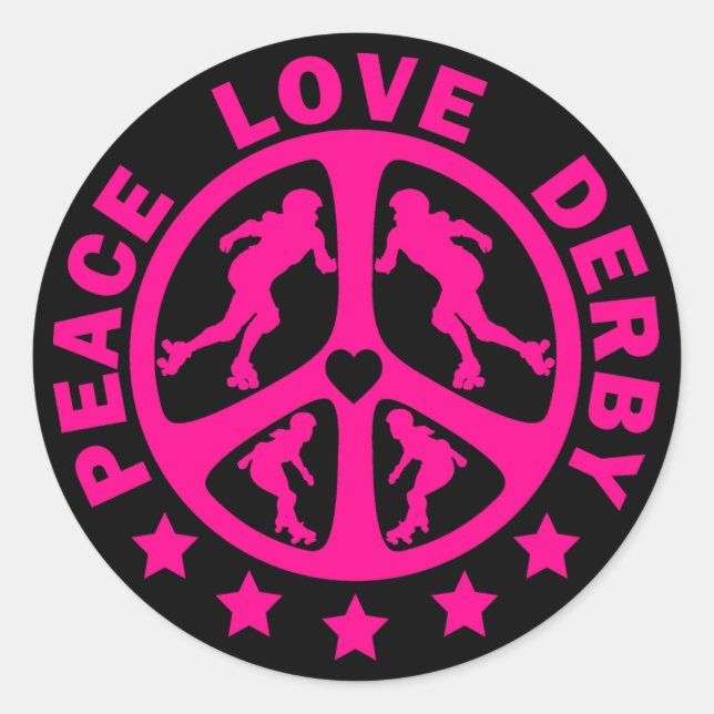 Peace Liebe Derby Runder Aufkleber (Vorderseite)