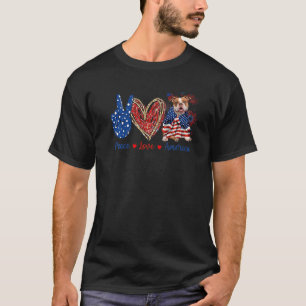 Peace Liebe Dog Patriotic America Flag 4. T-Shirt
