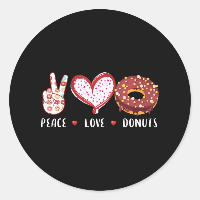 Peace Liebe donuts Schokolade Doughnut Junge Mädch Runder Aufkleber (Vorderseite)