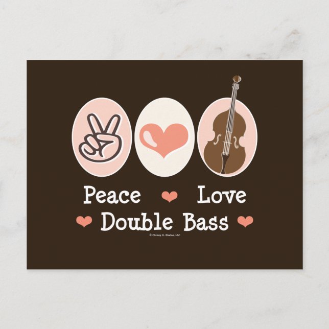 Peace Liebe Double Bass Postcard Postkarte (Vorderseite)