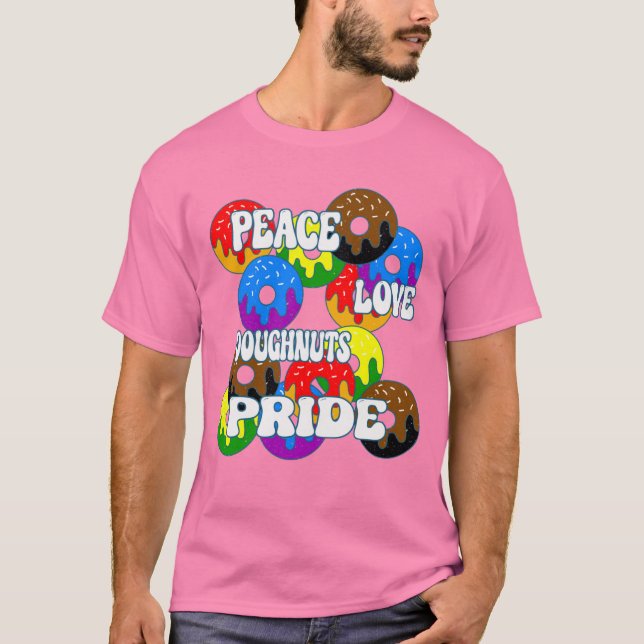 Peace Liebe Doughnut Pride T-Shirt (Vorderseite)