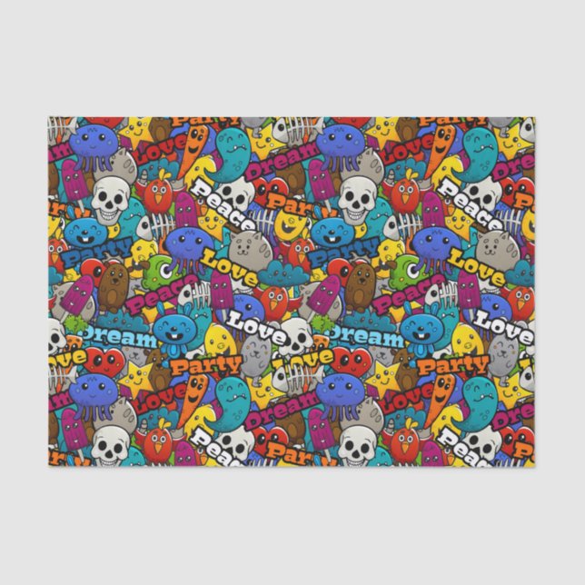 Peace Liebe Dream Abstrakte Kunst Seidenpapier (Vorderseite)