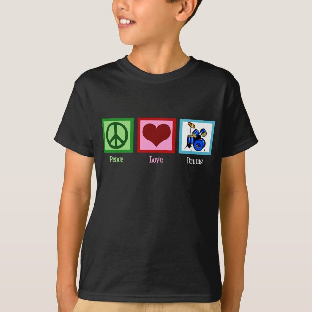 Peace Liebe Drums Kids T-Shirt (Vorderseite)