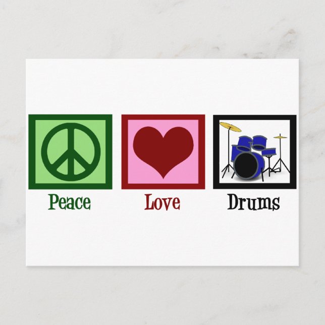 Peace Liebe Drums Postkarte (Vorderseite)