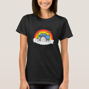 Peace Liebe & Drums Rainbow Percussionist Drummer T-Shirt