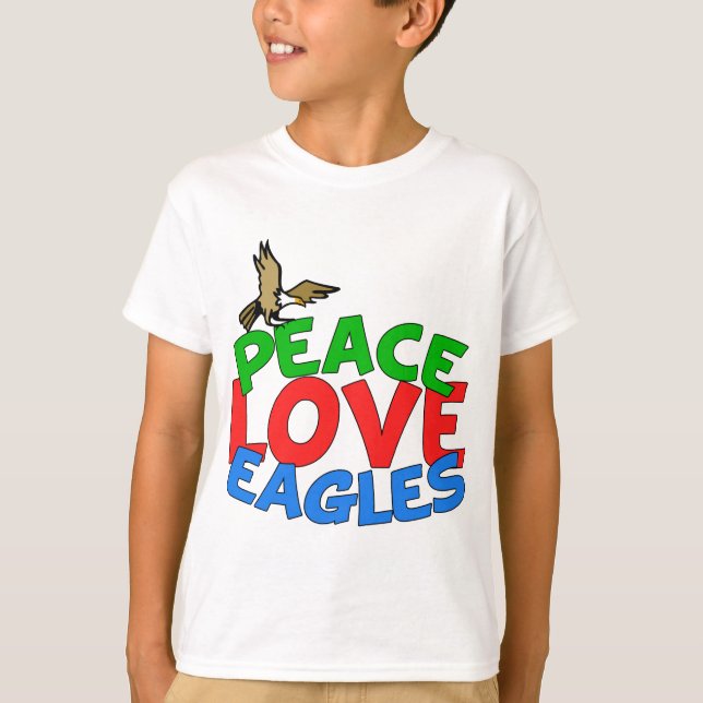 Peace Liebe Eagles Cool Bald Adler Kinder T-Shirt (Vorderseite)